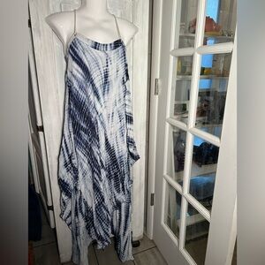 Michael Kors Blue and White Tye Dye Layered Maxi Dress